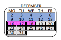 District School Academic Calendar for Watts Learning Center for December 2024