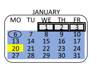 District School Academic Calendar for Dena New Primary Center for January 2025