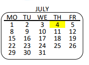 District School Academic Calendar for Walnut Park Elementary for July 2024