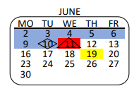 District School Academic Calendar for Wright Middle School for June 2025