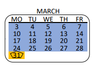 District School Academic Calendar for Wilbur Avenue Elementary for March 2025