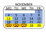 District School Academic Calendar for Cabrillo Avenue Elementary for November 2024