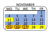 District School Academic Calendar for Watts Learning Center for November 2024