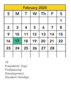 District School Academic Calendar for Whiteside Elementary for February 2025