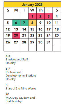 District School Academic Calendar for Lubbock High School for January 2025