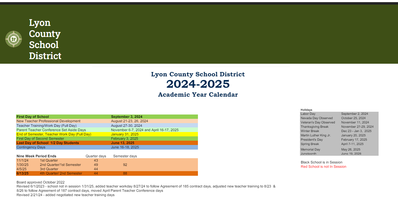 District School Academic Calendar Key for Silver Stage High School