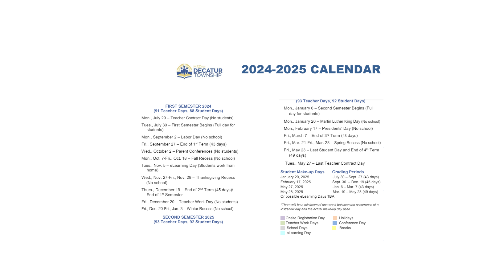 District School Academic Calendar Key for West Newton Elementary School