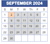 District School Academic Calendar for West Newton Elementary School for September 2024