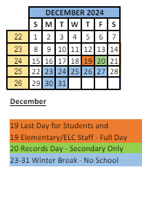 District School Academic Calendar for Crestview Elementary School for December 2024