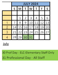 District School Academic Calendar for Crestview Elementary School for July 2024