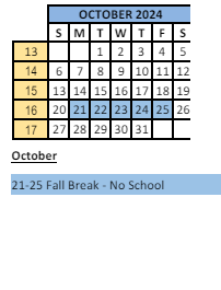 District School Academic Calendar for Crestview Elementary School for October 2024