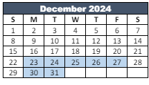District School Academic Calendar for Brooklyn Elementary School for December 2024