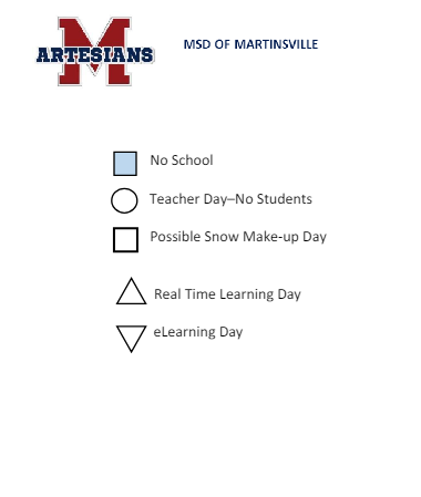 District School Academic Calendar Legend for Brooklyn Elementary School