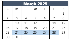 District School Academic Calendar for Brooklyn Elementary School for March 2025