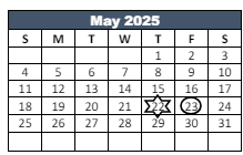 District School Academic Calendar for Brooklyn Elementary School for May 2025