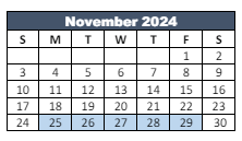 District School Academic Calendar for Brooklyn Elementary School for November 2024