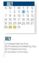 District School Academic Calendar for Mary Bryan Elementary Sch for July 2024