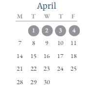 District School Academic Calendar for Wabash/miami Area Prog Excpt for April 2025