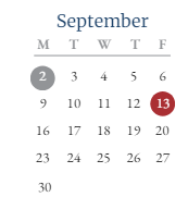 District School Academic Calendar for Wabash/miami Area Prog Excpt for September 2024