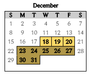 District School Academic Calendar for Pleasant Run Elementary Sch for December 2024