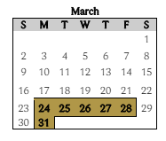 District School Academic Calendar for Pleasant Run Elementary Sch for March 2025