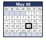District School Academic Calendar for Pipe Creek Elementary School for May 2025