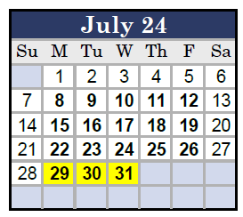 District School Academic Calendar for Olde Towne Middle for July 2024
