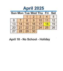 District School Academic Calendar for Dupont Elementary School for April 2025