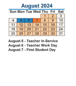 District School Academic Calendar for Dupont Elementary School for August 2024