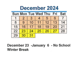 District School Academic Calendar for Dupont Elementary School for December 2024