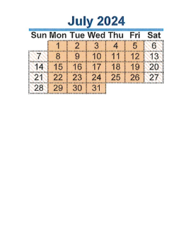 District School Academic Calendar for Dupont Elementary School for July 2024