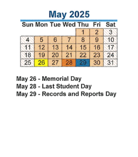 District School Academic Calendar for Dupont Elementary School for May 2025