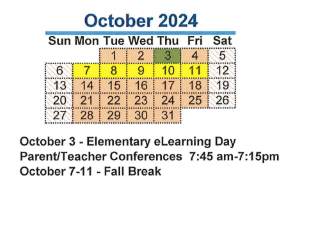 District School Academic Calendar for Dupont Elementary School for October 2024