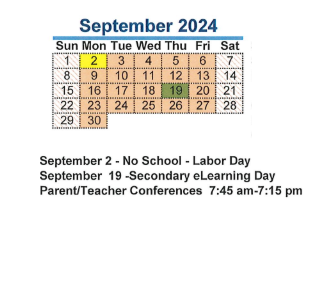 District School Academic Calendar for Dupont Elementary School for September 2024