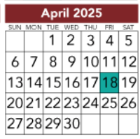 District School Academic Calendar for J L Lyon Elementary for April 2025