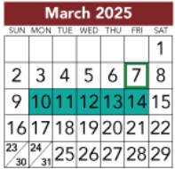 District School Academic Calendar for Magnolia Elementary for March 2025