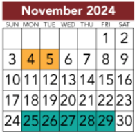 District School Academic Calendar for Tom R Ellisor Elementary for November 2024