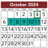District School Academic Calendar for Tom R Ellisor Elementary for October 2024