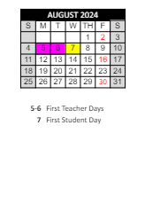 District School Academic Calendar for Laketon Elementary School for August 2024