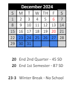 District School Academic Calendar for Laketon Elementary School for December 2024
