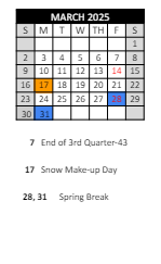 District School Academic Calendar for Laketon Elementary School for March 2025