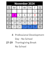 District School Academic Calendar for Laketon Elementary School for November 2024
