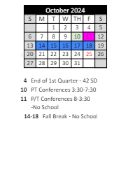 District School Academic Calendar for Laketon Elementary School for October 2024