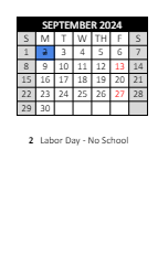 District School Academic Calendar for Laketon Elementary School for September 2024