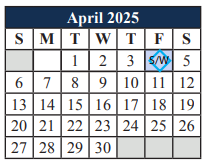 District School Academic Calendar for Cross Timbers Intermediate for April 2025