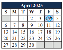 District School Academic Calendar for Alice Ponder Elementary for April 2025