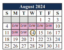District School Academic Calendar for Elizabeth Smith Elementary for August 2024