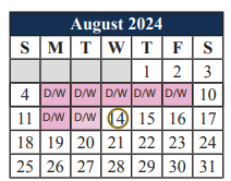 District School Academic Calendar for Tarver-rendon Elementary for August 2024