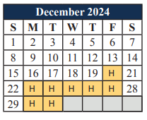 District School Academic Calendar for T A Howard Middle for December 2024