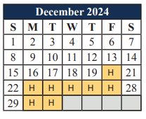 District School Academic Calendar for Tarver-rendon Elementary for December 2024